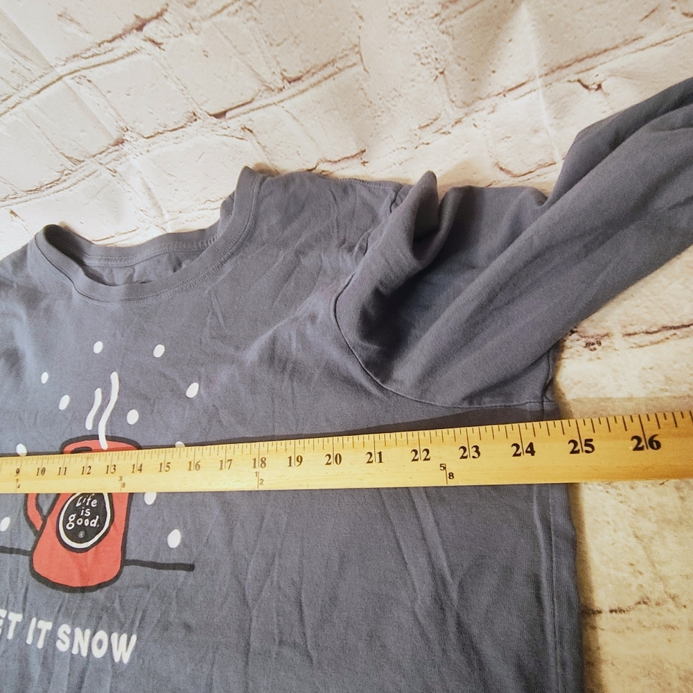 Life is Good XXL Women's Crusher T Shirt " Let it Snow" Hot Mug Graphic - Picture 9 of 13